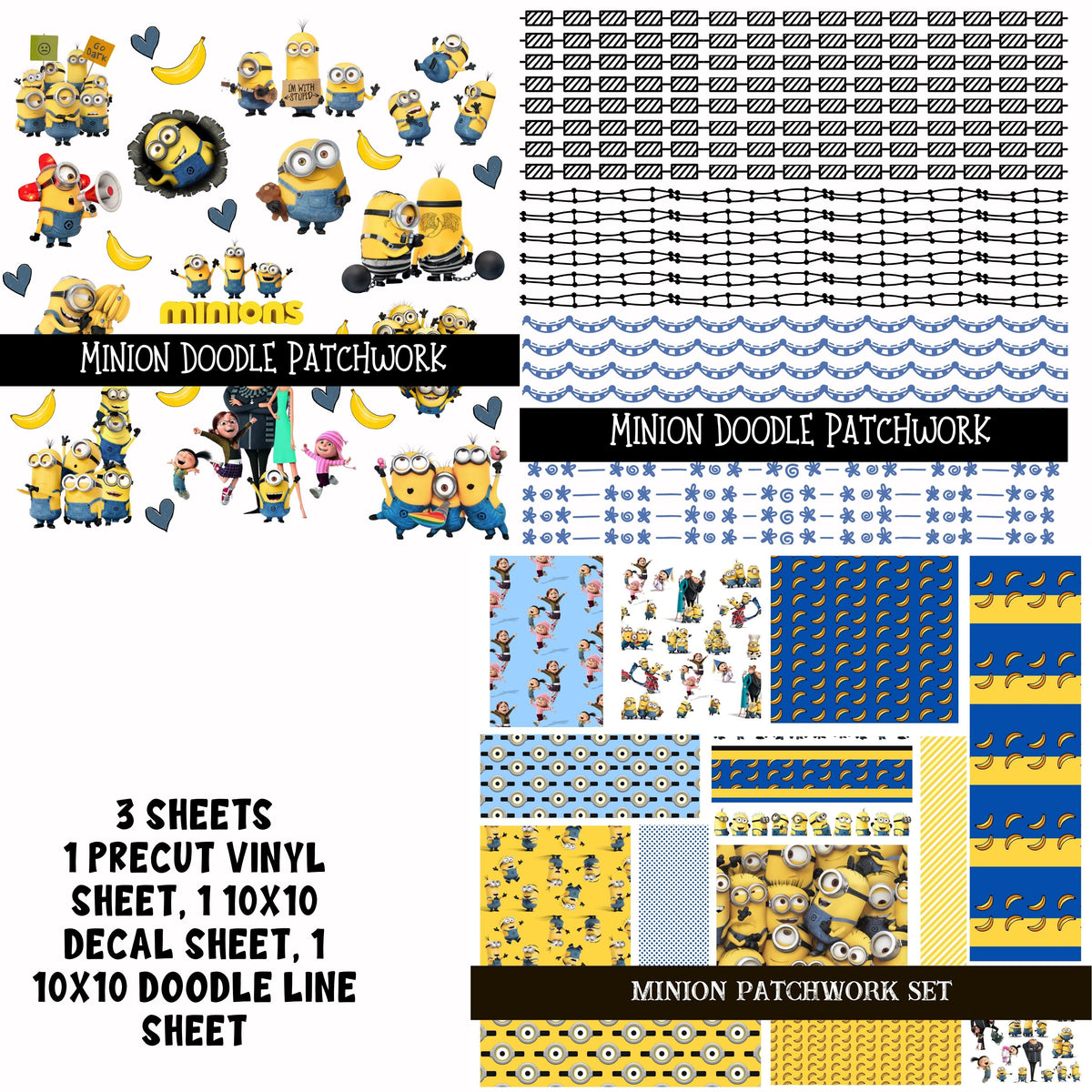 Minion Doodle Patchwork Set
