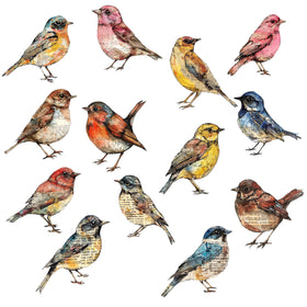 Mixed Media Birds UV DTF Decal sheet