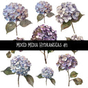 Mixed Media Hydrangeas UV DTF Decal sheets 2 designs sheets available
