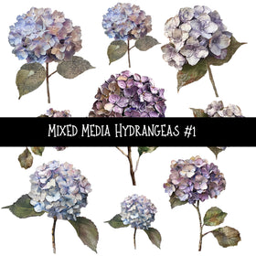 Mixed Media Hydrangeas UV DTF Decal sheets 2 designs sheets available