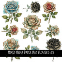 Mixed Media Paper Map Roses UV DTF Decal sheets 4 designs sheets available