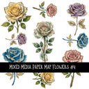 Mixed Media Paper Map Roses UV DTF Decal sheets 4 designs sheets available
