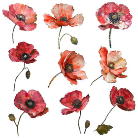 Mixed Media Poppies UV DTF Decal sheet