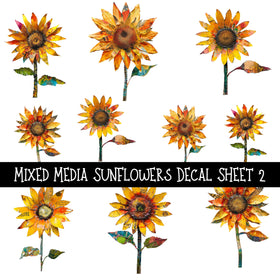 Mixed Media Sunflowers UV DTF Decal sheets 2 to choose from