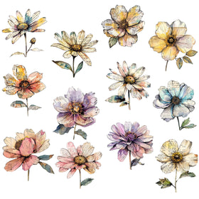 Mixed Media Floral UV DTF Decal sheet