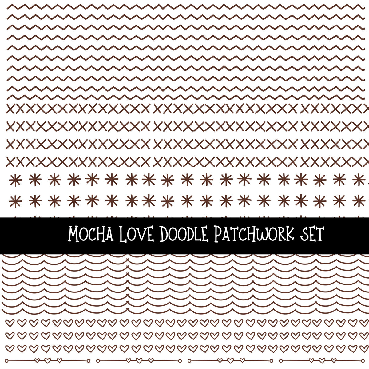 Mocha Love Doodle Patchwork Set