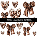 Mocha Love Hearts and Bows UV Decal sheet
