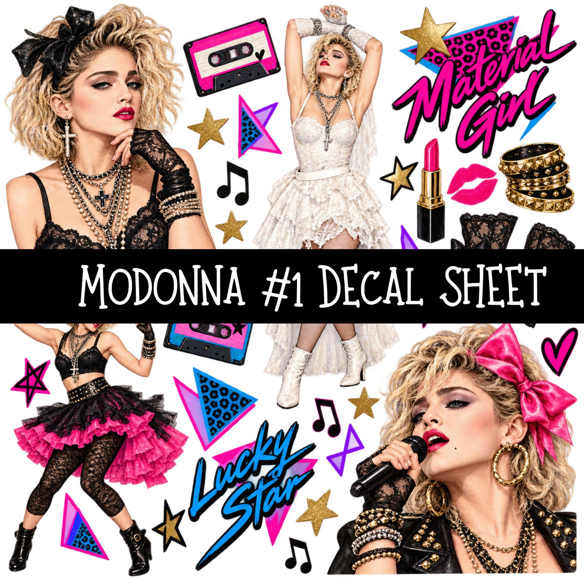 Madonna UV DTF Decal sheets 8 Designs available