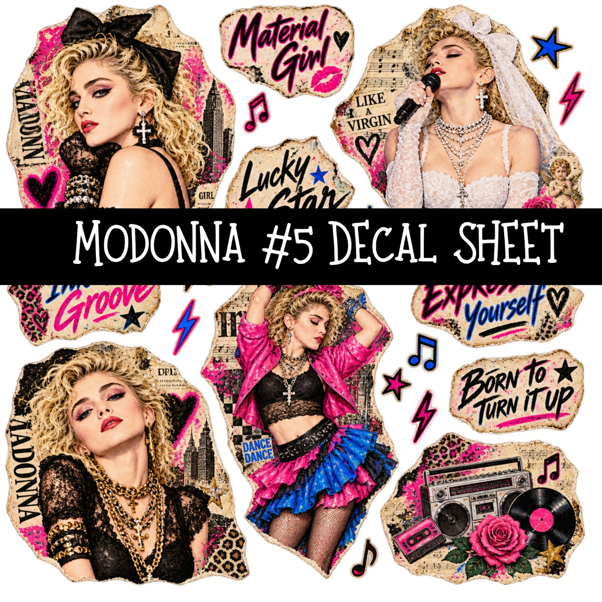 Madonna UV DTF Decal sheets 8 Designs available