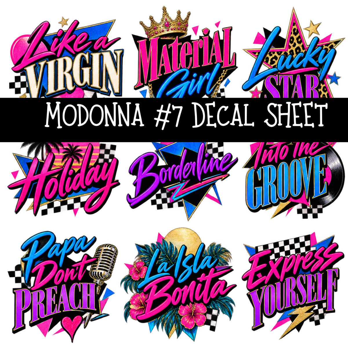 Madonna UV DTF Decal sheets 8 Designs available