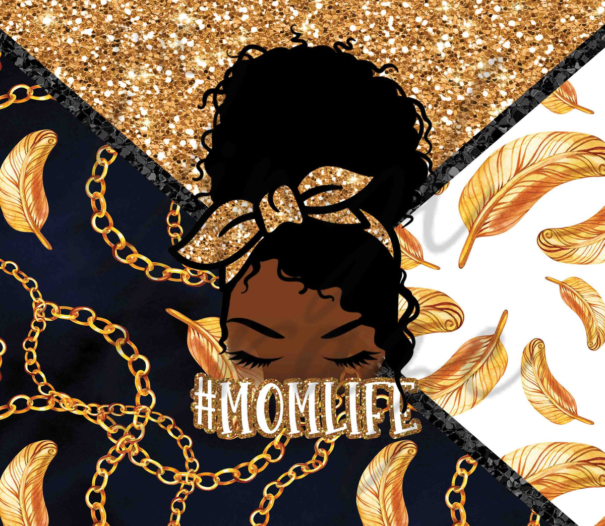 Mom Life Gold Glitter 20 or 30 oz Skinny Adhesive Vinyl Wrap