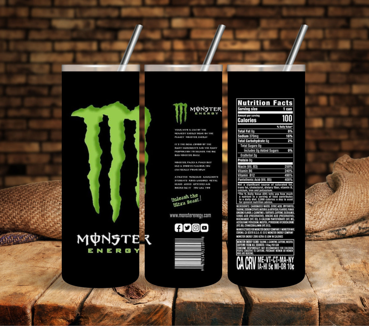 Monster Black 2 vinyl tumbler wraps