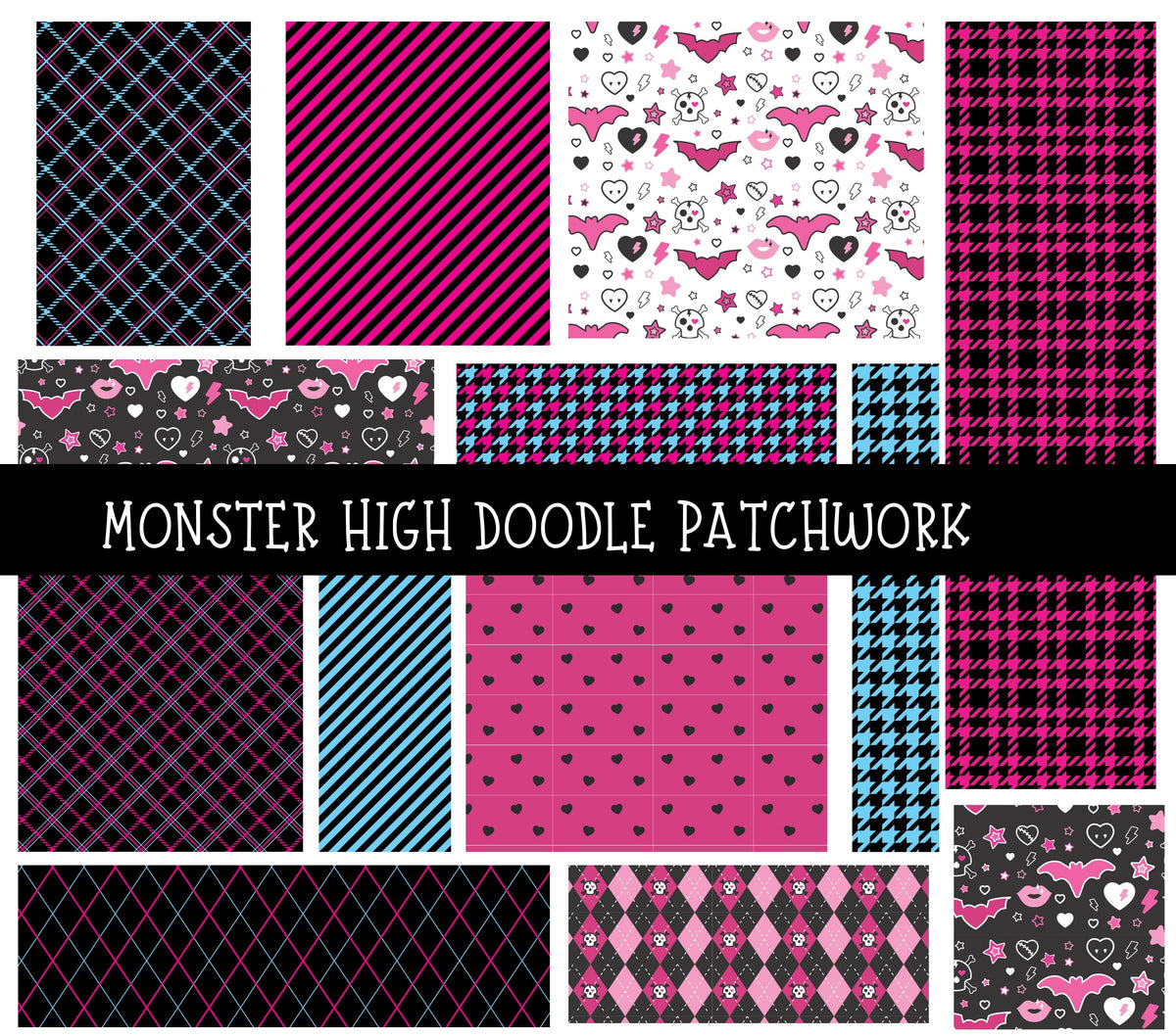 Monster High Doodle Patchwork Set