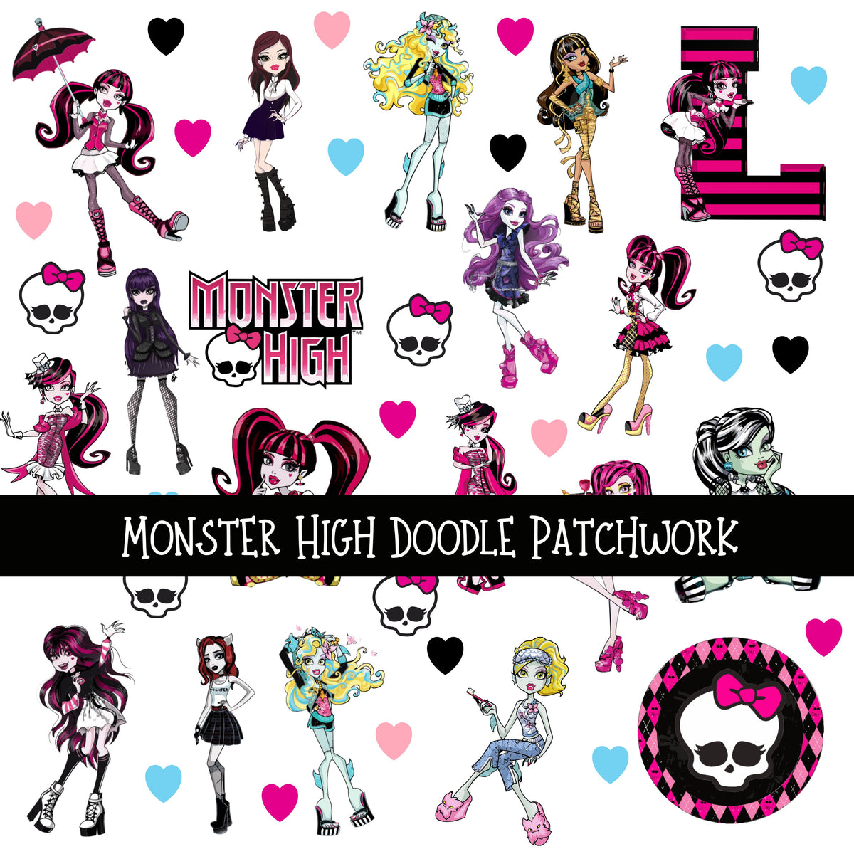 Monster High Doodle Patchwork Set
