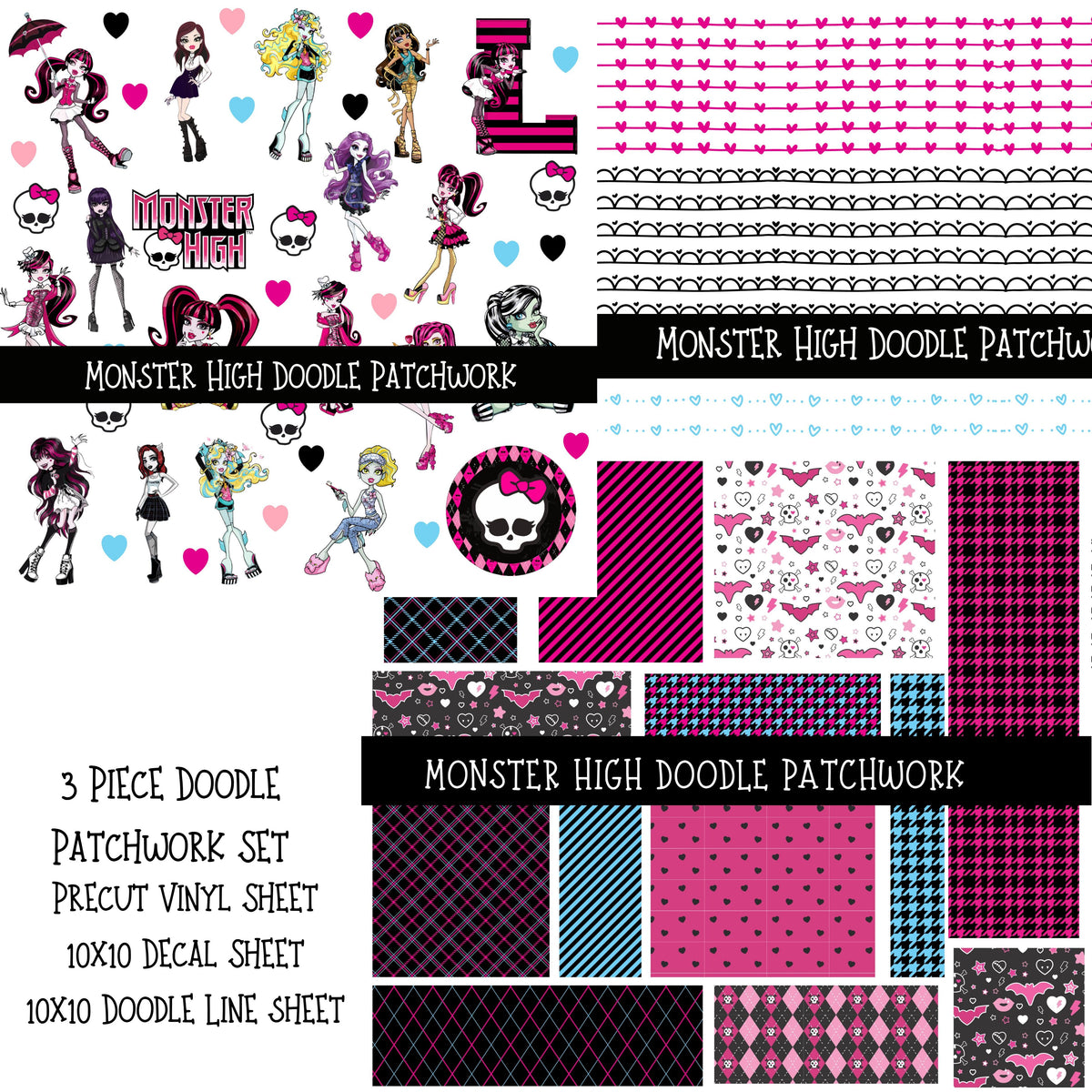 Monster High Doodle Patchwork Set