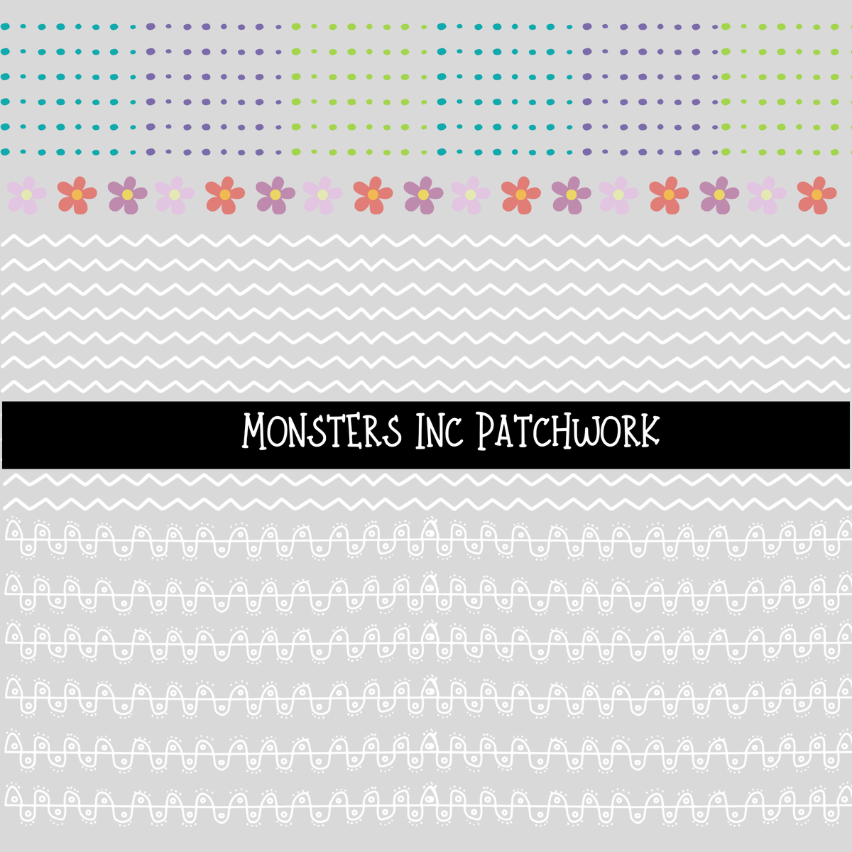 Monsters Inc-  Doodle Patchwork Set