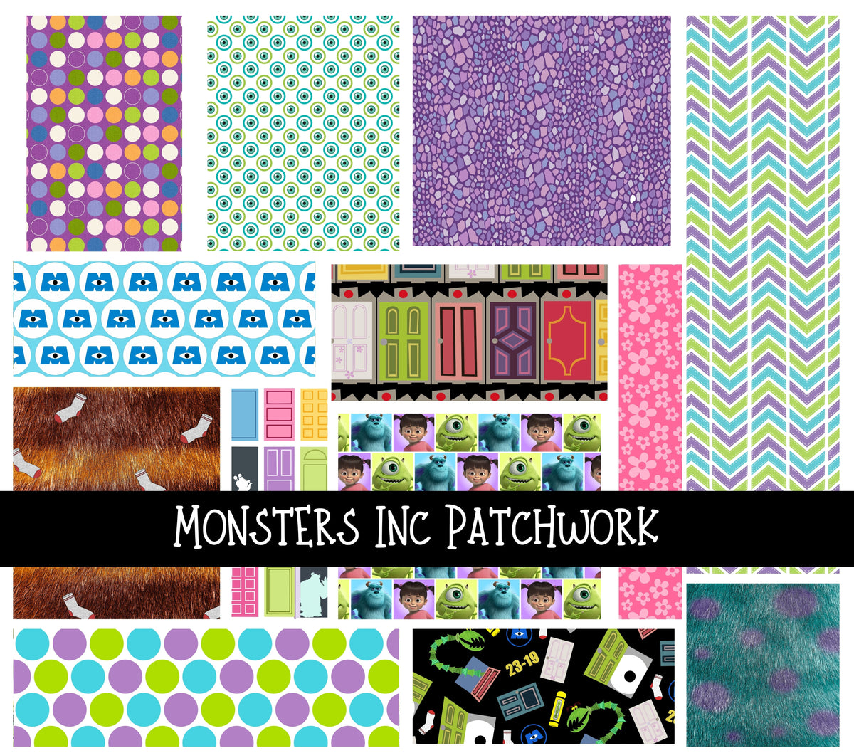 Monsters Inc-  Doodle Patchwork Set