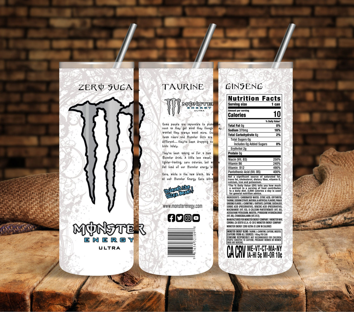 Monster White 2 vinyl tumbler wraps