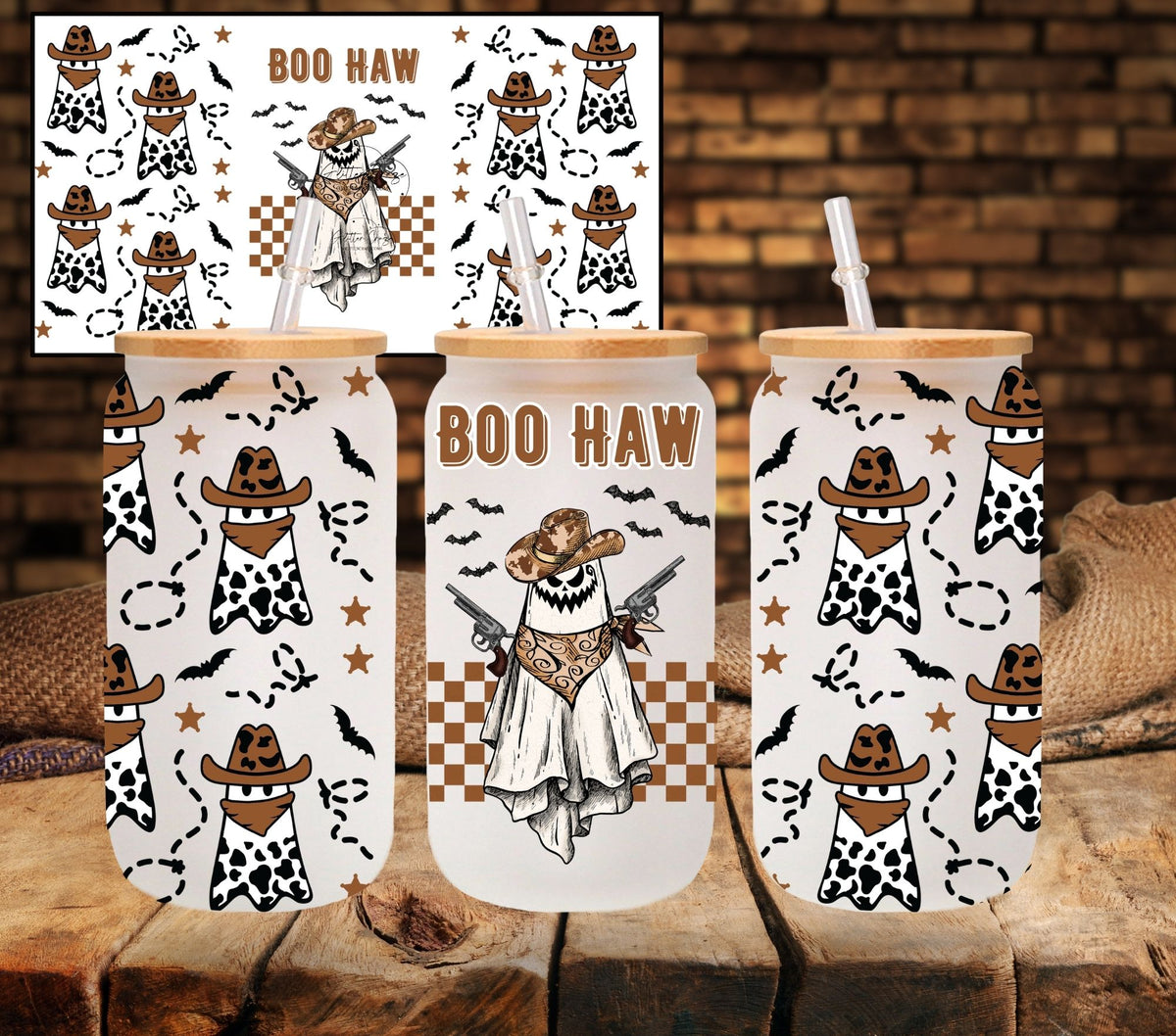 Boo Haw 16oz UV DTF Libbey Wrap