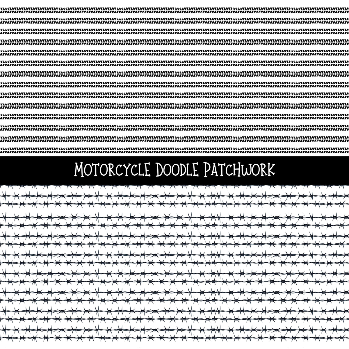 Motorcycle Doodle Patchwork Set