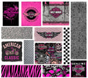 Motorcycle Pink UV DTF Doodle Patchwork Set