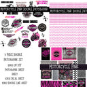 Motorcycle Pink UV DTF Doodle Patchwork Set
