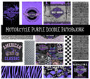 Motorcycle Purple UV DTF Doodle Patchwork Set
