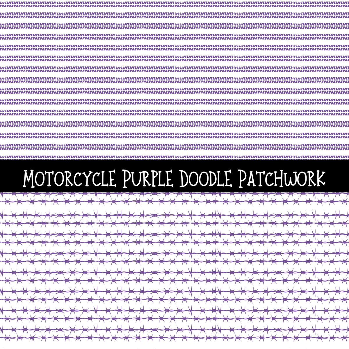 Motorcycle Purple UV DTF Doodle Patchwork Set