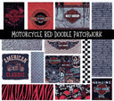 Motorcycle Red UV DTF Doodle Patchwork Set )