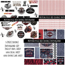 Motorcycle Red UV DTF Doodle Patchwork Set )