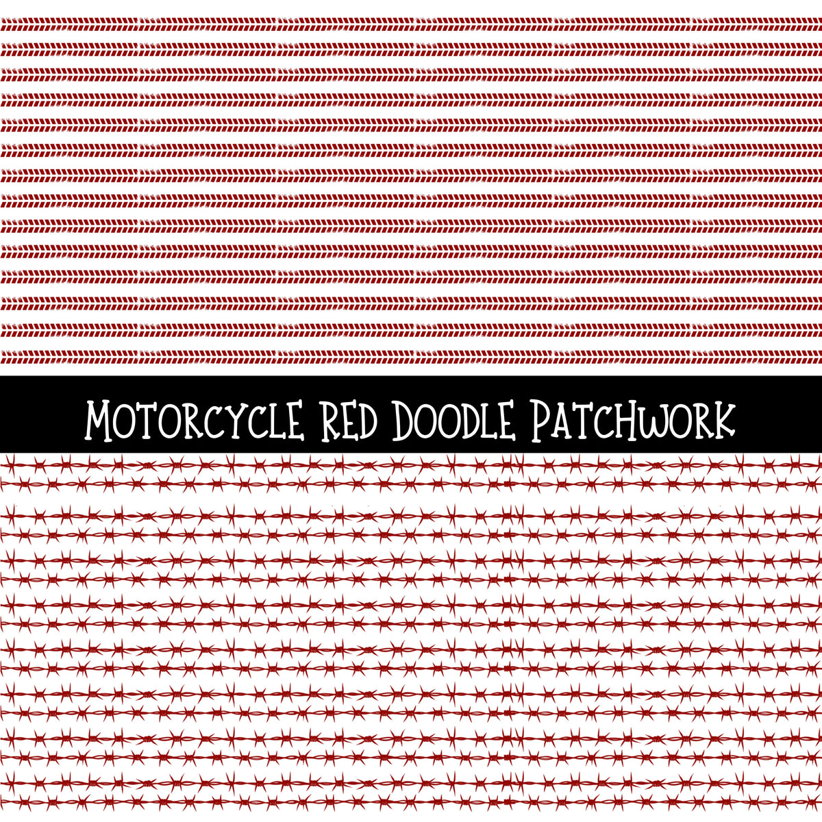 Motorcycle Red UV DTF Doodle Patchwork Set )
