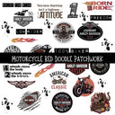 Motorcycle Red UV DTF Doodle Patchwork Set )