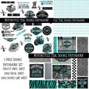 Motorcycle Teal UV DTF Doodle Patchwork Set