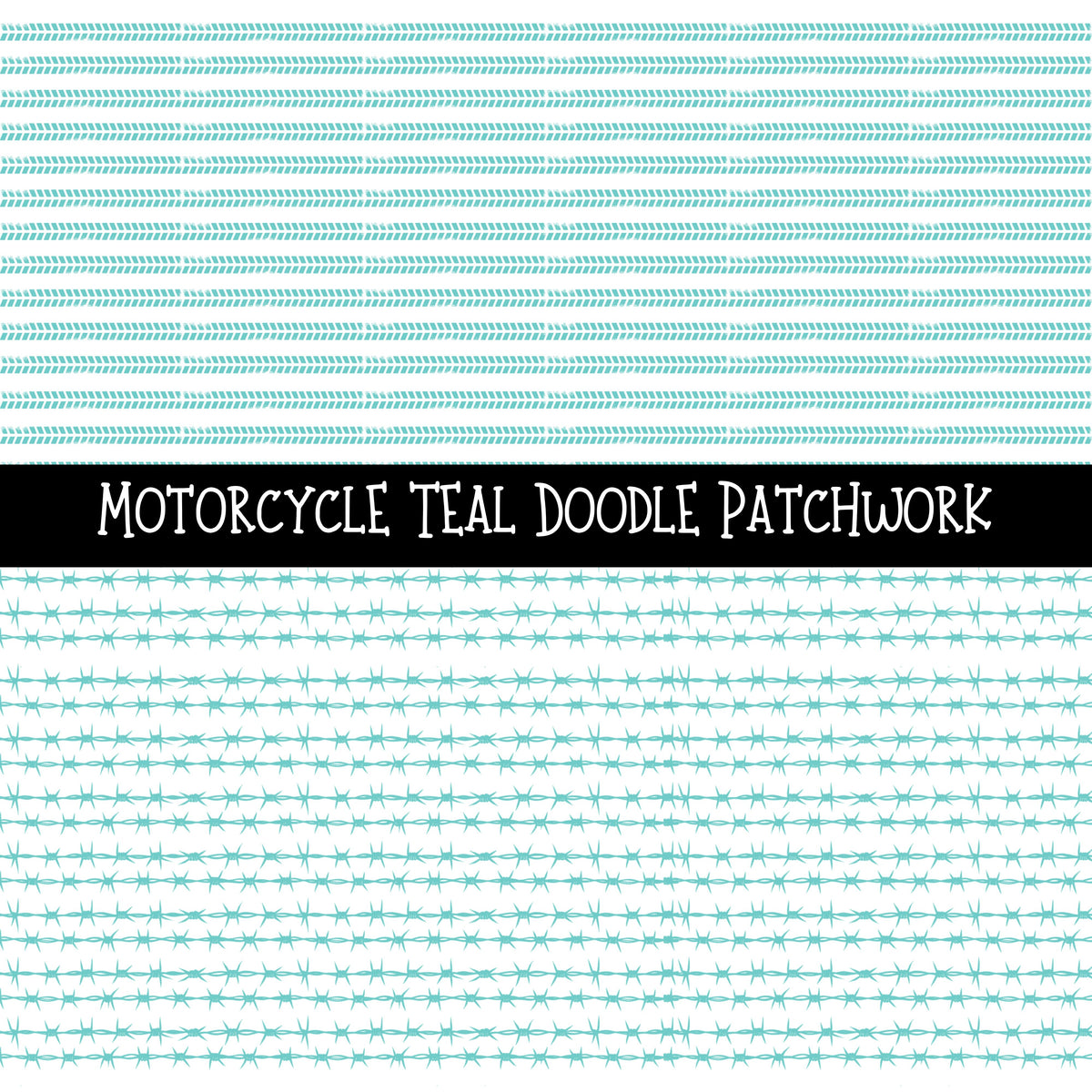 Motorcycle Teal UV DTF Doodle Patchwork Set