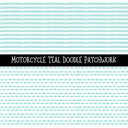 Motorcycle Teal UV DTF Doodle Patchwork Set