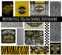 Motorcycle Yellow UV DTF Doodle Patchwork Set