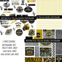 Motorcycle Yellow UV DTF Doodle Patchwork Set