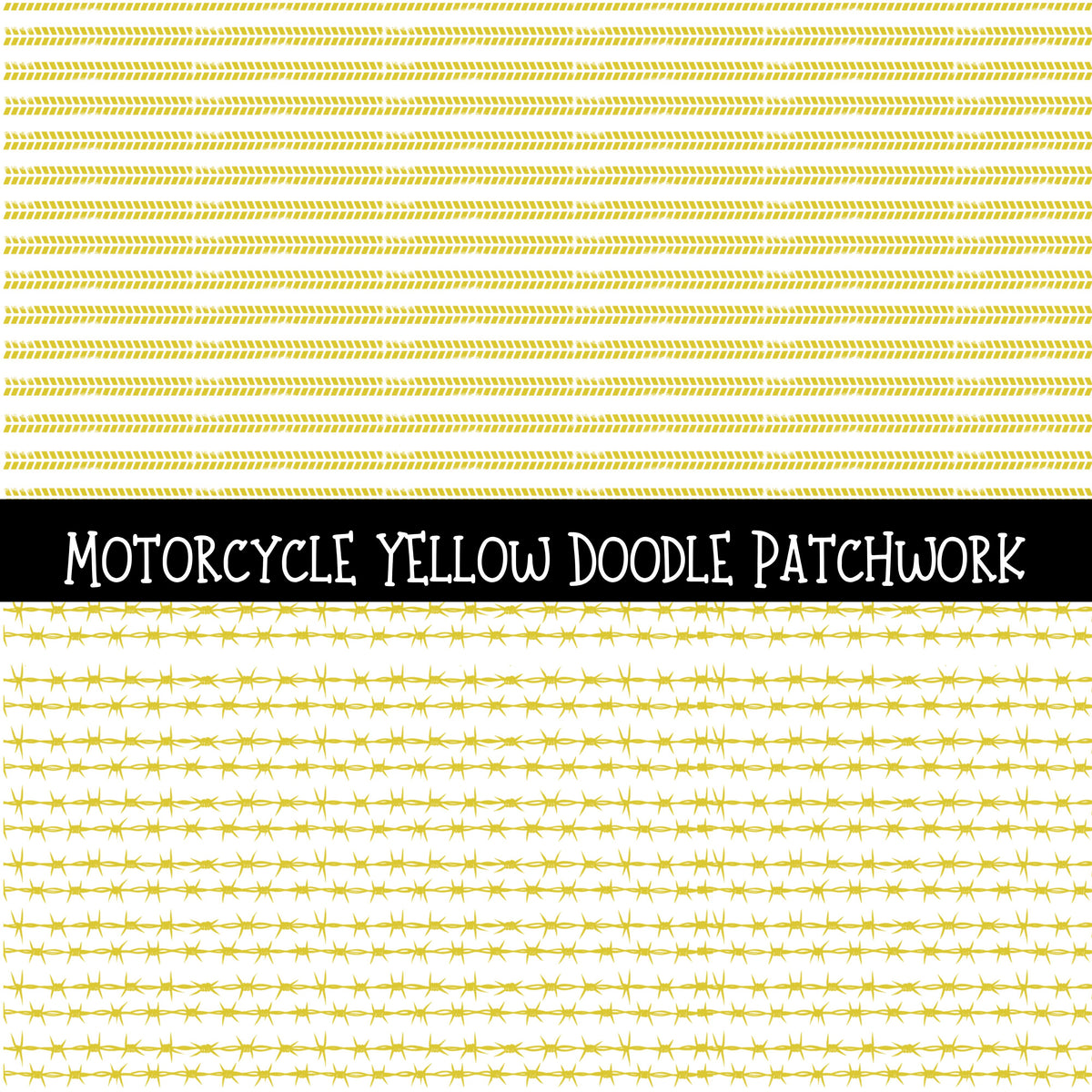 Motorcycle Yellow UV DTF Doodle Patchwork Set