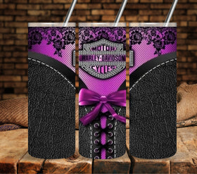 Motorcycle and lace Purple vinyl tumbler wraps