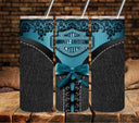 Motorcycle and lace Teal vinyl tumbler wraps
