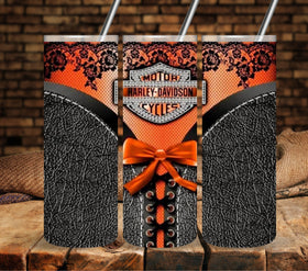 Motorcycle and lace Orange vinyl tumbler wraps