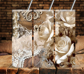 Lace Leather and florals vinyl tumbler wraps