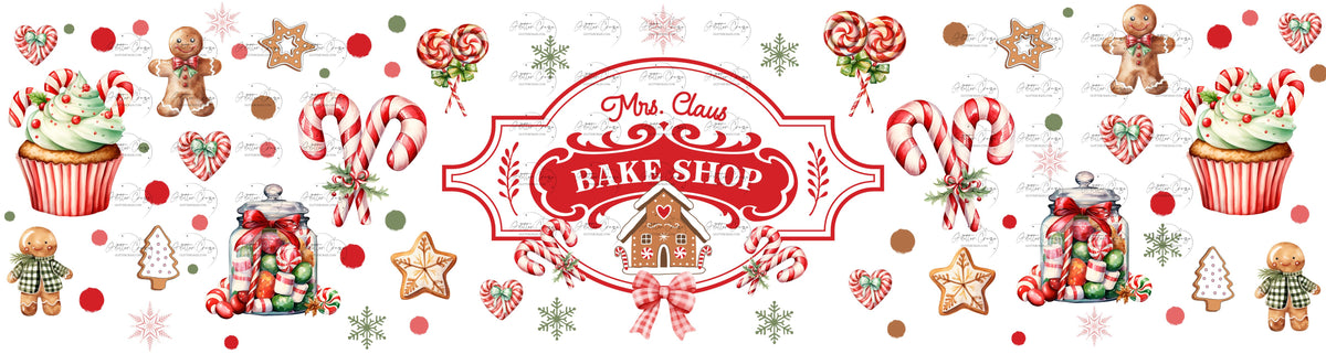 Mr. Claus Bake Shop UV DTF Bucket and jar wraps