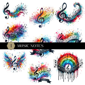 Music Notes UV DTF Decal Sheet