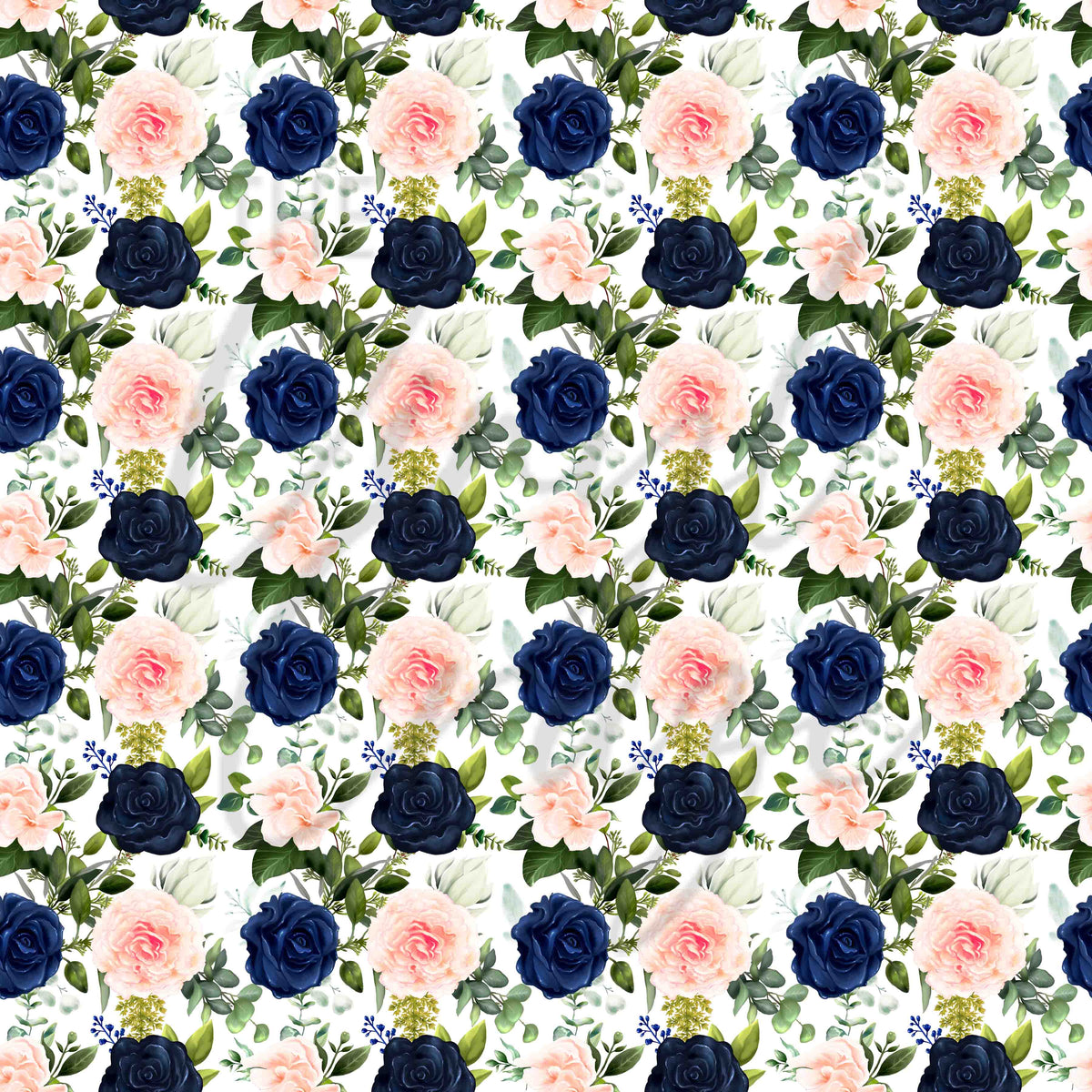 Navy Blue, Pink and Peach Florals Adhesive Vinyl