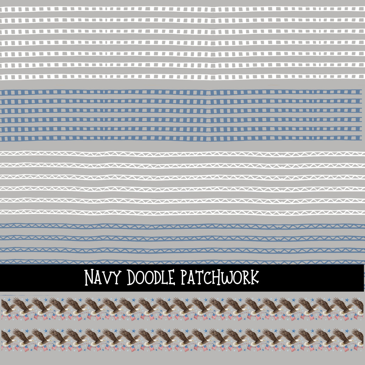 Navy Doodle Patchwork Set