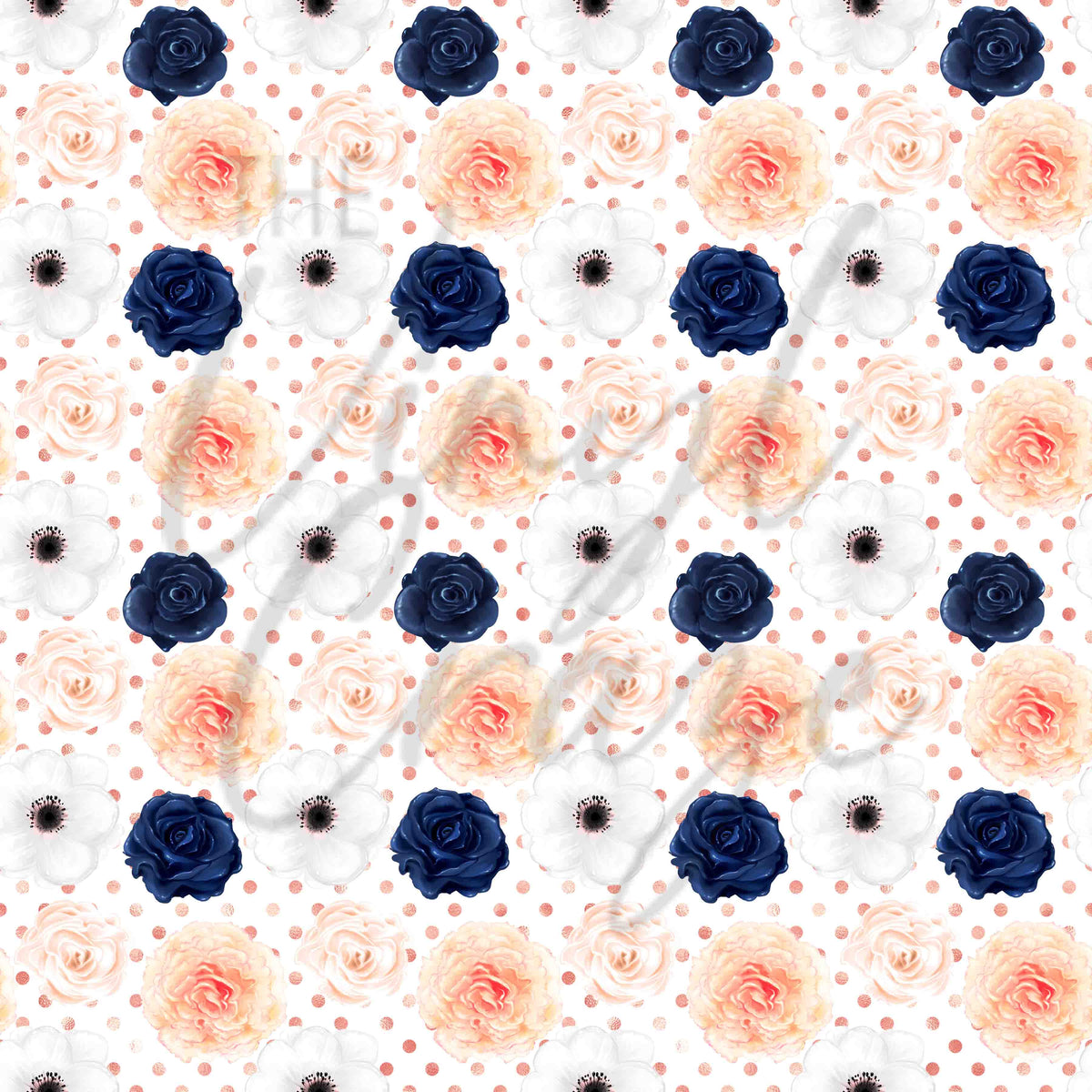 Navy Blue, Pink and Peach Florals Adhesive Vinyl