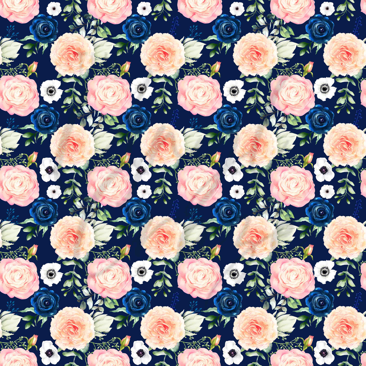 Navy Blue, Pink and Peach Florals Adhesive Vinyl