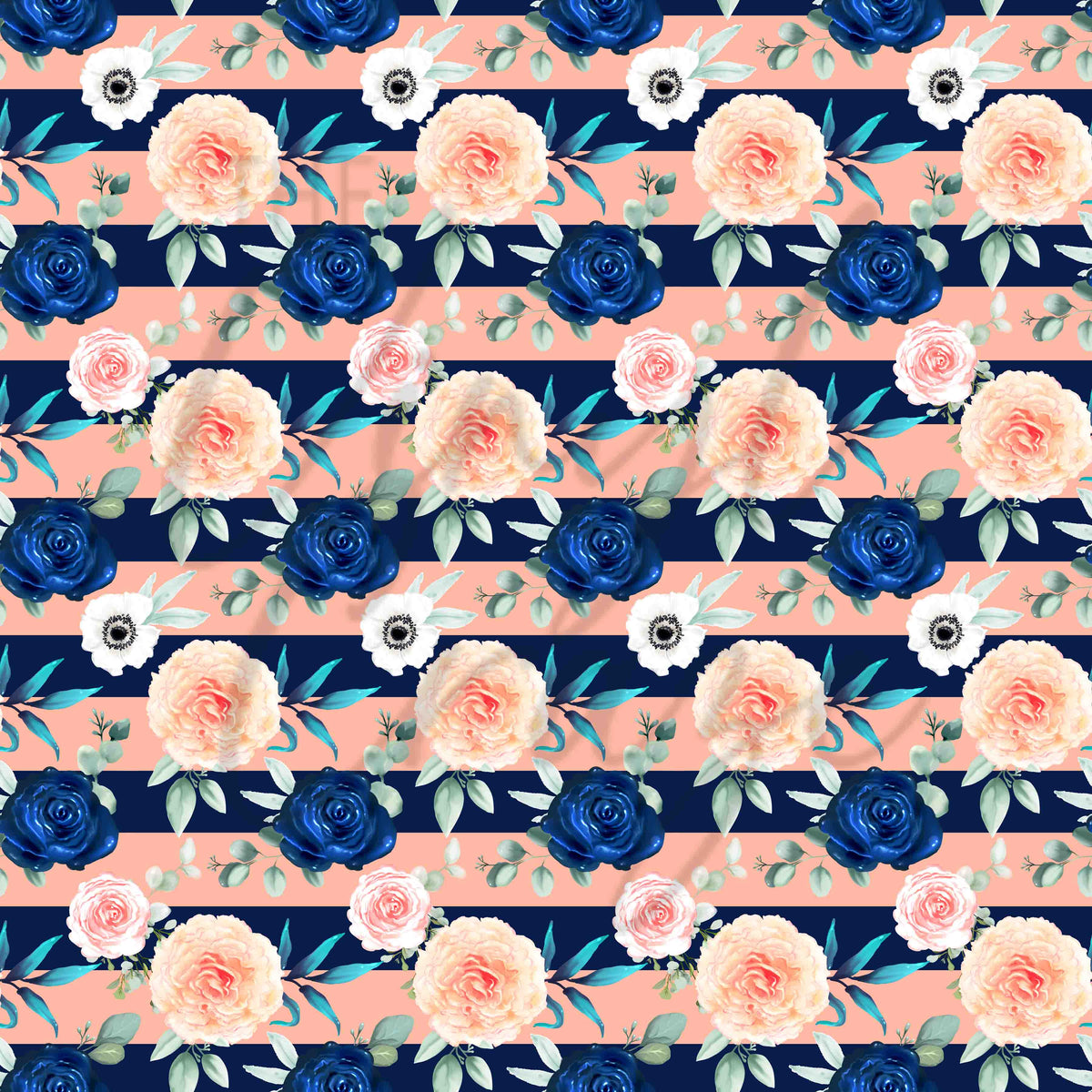 Navy Blue, Pink and Peach Florals Adhesive Vinyl