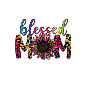 Neon Blessed mom UV DTF Decal